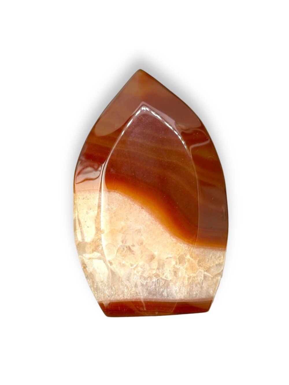Magnificent Carnelian Agate & Crystal Flame 158g Highly Polished 3" Warmth Calm